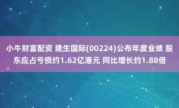 小牛财富配资 建生国际(00224)公布年度业绩 股东应占亏损约1.62亿港元 同比增长约1.88倍
